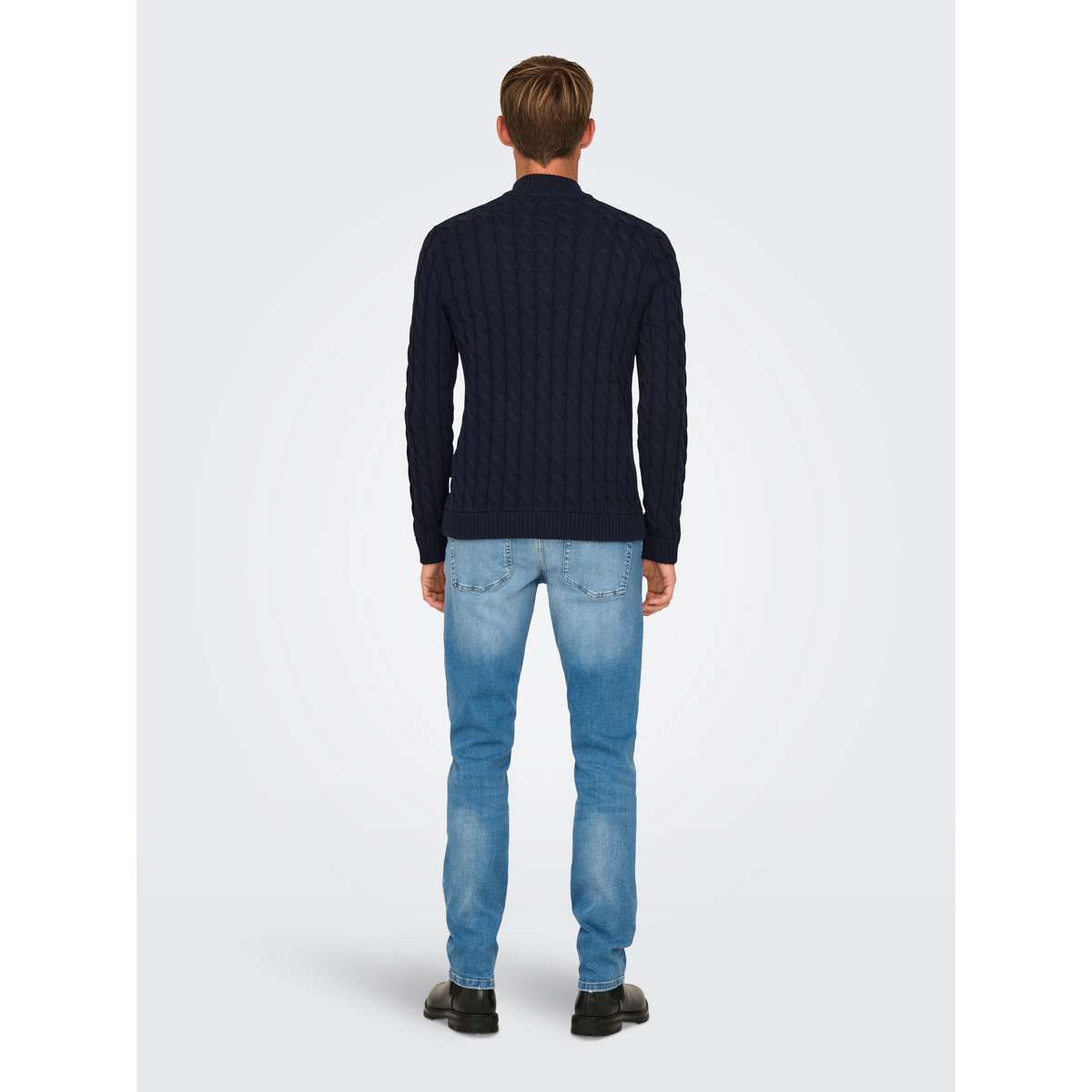 ONLY & SONS MEN΄S REGULAR FIT COTTON KICKER LIFE HALF ZIP KNIT 22031012 DARK NAVY